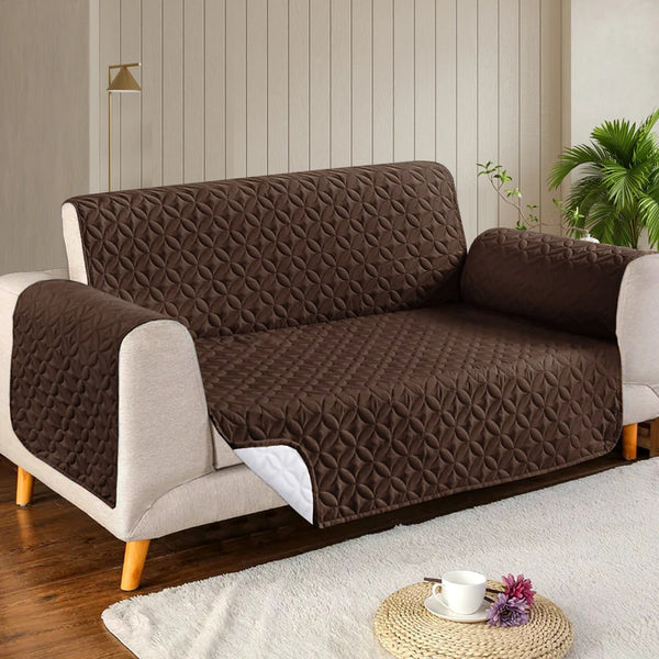 Microfiber Quilted Sofa Cover-Coffee