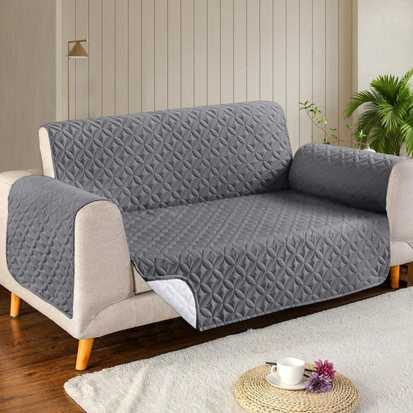 Microfiber Quilted Sofa Cover-Grey