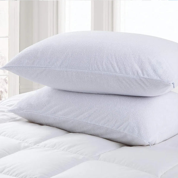 Pair Of Terry Cotton Waterproof Pillow Covers-5 Colors