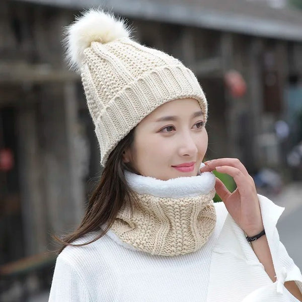 Luxury Wool Cap & Muffler For Women (Skin)