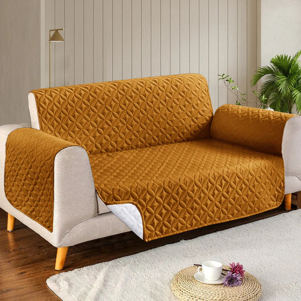 Microfiber Quilted Sofa Cover-Copper Brown