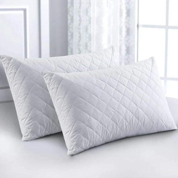 Pair Of Cotton Quilted Waterproof Pillow Covers-5 Colors