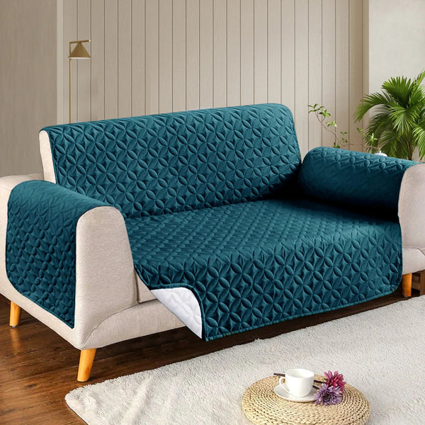 Microfiber Quilted Sofa Cover-Zinc