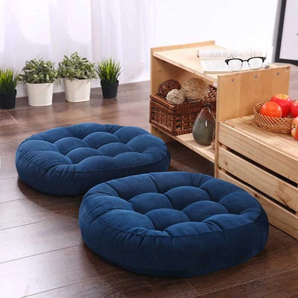 Round Shape Floor Cushion In Blue Color