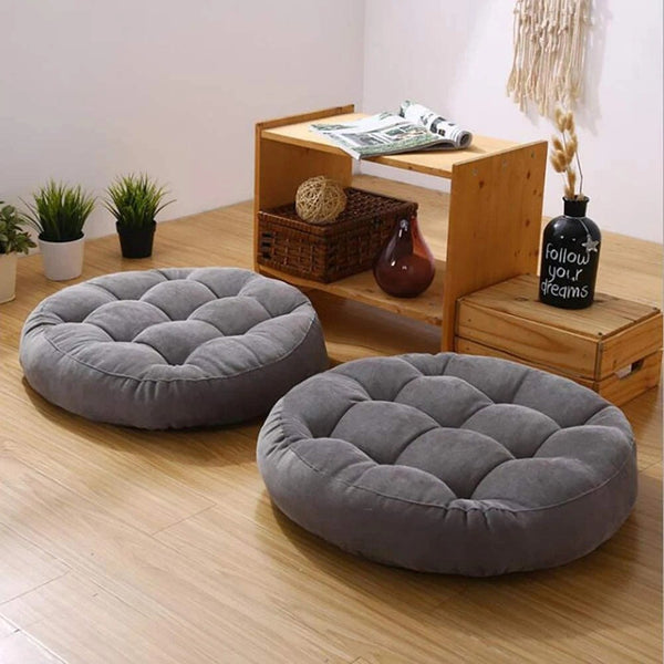 Round Shape Floor Cushion In Grey Color