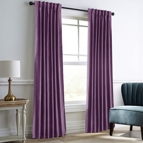 Pair Of Premium Purple Velvet Eyelet Curtain